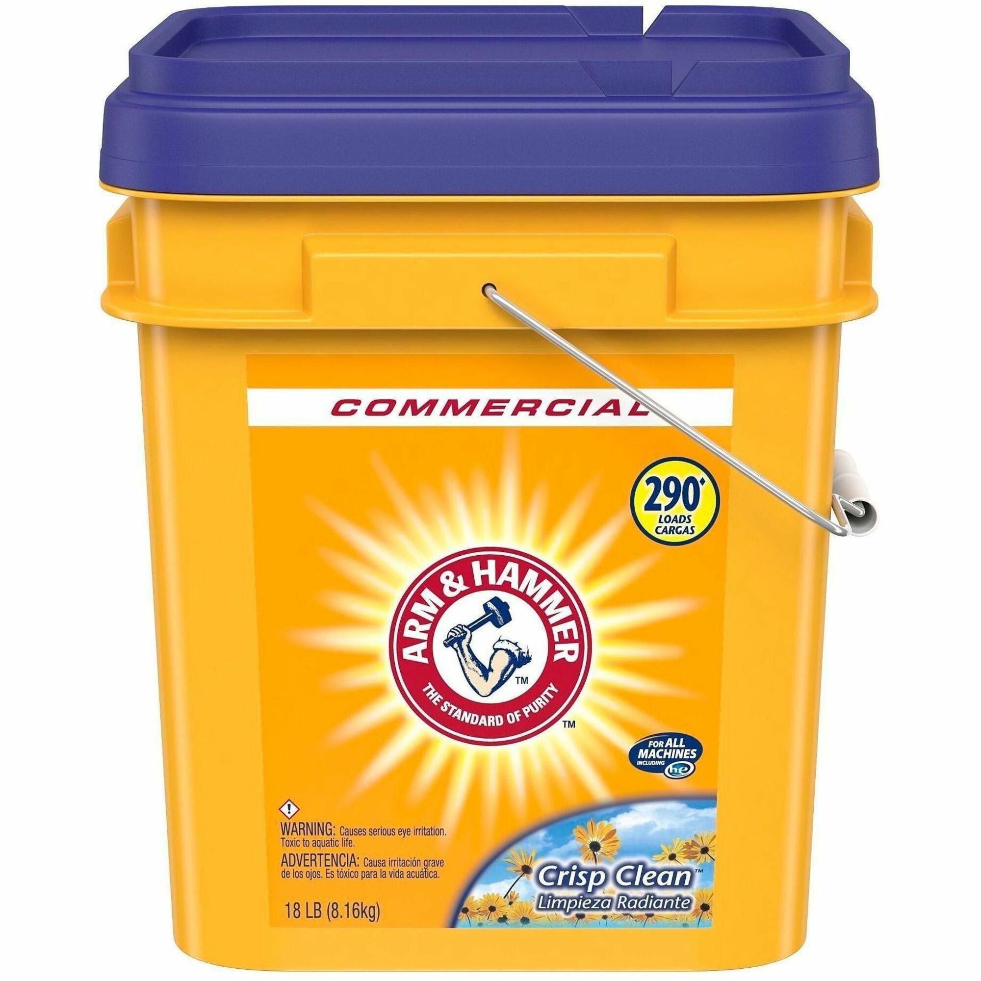 Arm & Hammer Commercial Pwdr Laundry Detergent - For Commercial, Washing Machine, Clothes, Laundry - Powder - 288 oz (18 lb) - Crisp Clean Scent - 290 Loads - Recommended For: Stain Remover, Dirt Remover, Odor Remover - Anti-septic, Deodorize - White -...