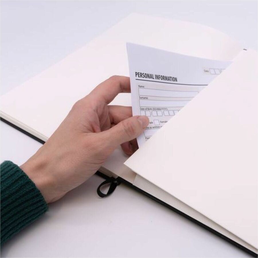 Pukka Pads Signature Notebook - 1 Subject(s) - 96 Sheets - 192 Pages - Casebound/Sewn - College Ruled Front Ruling - Ruled Margin - 80 g/m² Grammage - 5 7/64" x 8 1/5" Sheet Size - Cream Paper - Black Vegan Leather Cover - Soft Cover, Note Section...