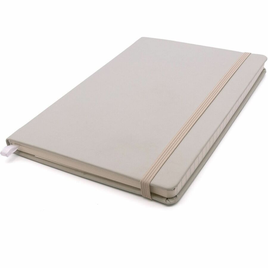 Pukka Pads Signature Notebook - 1 Subject(s) - 96 Sheets - 192 Pages - Casebound/Sewn - College Ruled Front Ruling - Ruled Margin - 80 g/m² Grammage - A5 - 5 7/64" x 8 1/5" Sheet Size - Cream Paper - Oatmeal Vegan Leather Cover - Soft Cover, Note ...