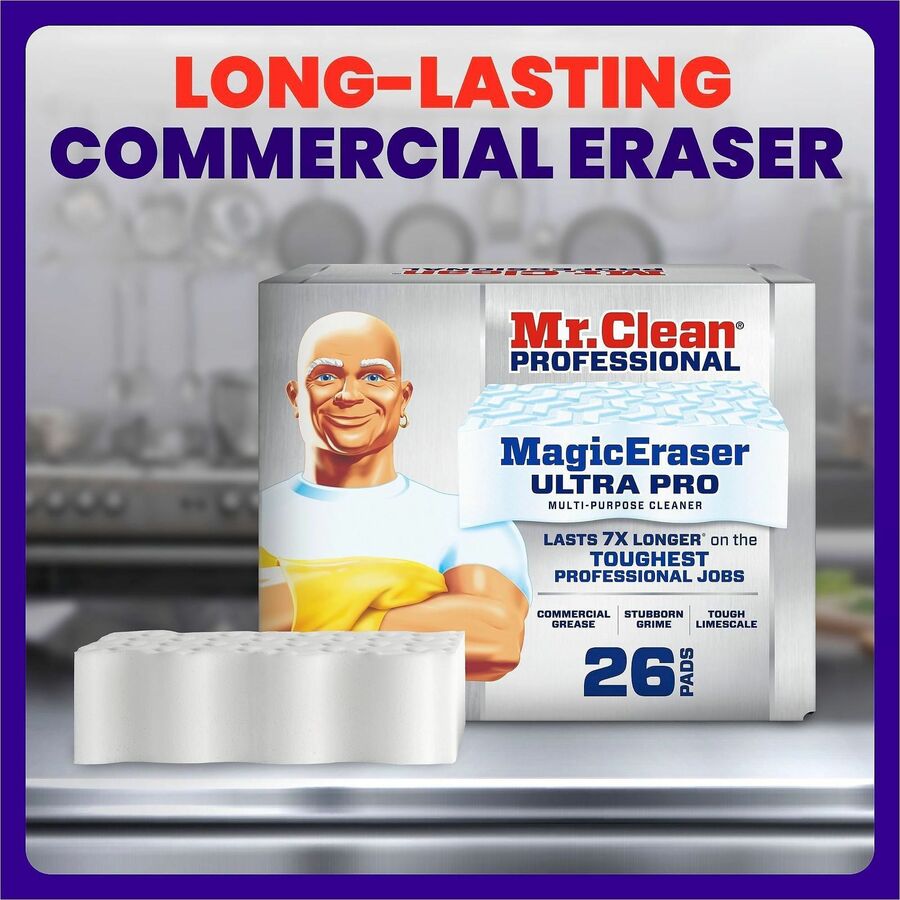 Mr. Clean Magic Eraser Ultra Pro Pads - For Multipurpose - Pad - Long Lasting, Durable - White - 26 / Box