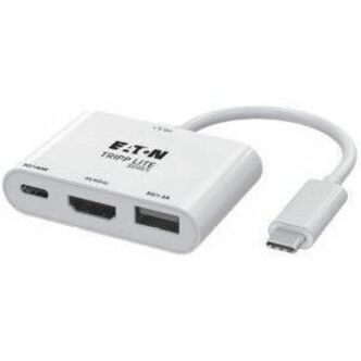 Tripp Lite series U444-06N-H4U-C3 HDMI/USB/USB-C Audio/Video Adapter - 1 x USB 3.2 (Gen 1) Type C - Male - 1 x HDMI Digital Audio/Video - Female, 1 x USB 3.2 (Gen 1) Type C - Female, 1 x USB 3.2 (Gen 1) Type A - Female - 4096 x 2160 Supported - Nickel ...