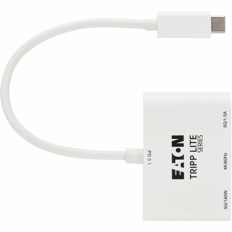 Tripp Lite series U444-06N-H4U-C3 HDMI/USB/USB-C Audio/Video Adapter - 1 x USB 3.2 (Gen 1) Type C - Male - 1 x HDMI Digital Audio/Video - Female, 1 x USB 3.2 (Gen 1) Type C - Female, 1 x USB 3.2 (Gen 1) Type A - Female - 4096 x 2160 Supported - Nickel ...