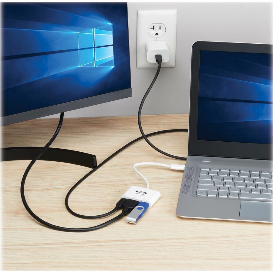 Tripp Lite series U444-06N-H4U-C3 HDMI/USB/USB-C Audio/Video Adapter - 1 x USB 3.2 (Gen 1) Type C - Male - 1 x HDMI Digital Audio/Video - Female, 1 x USB 3.2 (Gen 1) Type C - Female, 1 x USB 3.2 (Gen 1) Type A - Female - 4096 x 2160 Supported - Nickel ...