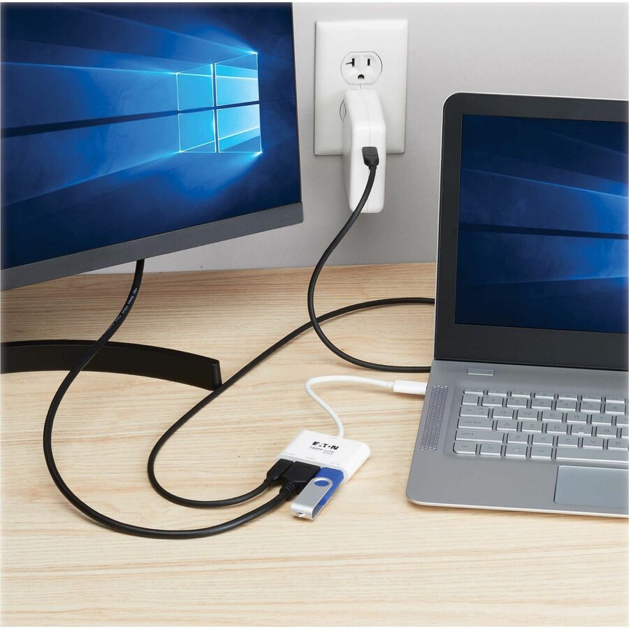 Tripp Lite series U444-06N-H4U-C3 HDMI/USB/USB-C Audio/Video Adapter - 1 x USB 3.2 (Gen 1) Type C - Male - 1 x HDMI Digital Audio/Video - Female, 1 x USB 3.2 (Gen 1) Type C - Female, 1 x USB 3.2 (Gen 1) Type A - Female - 4096 x 2160 Supported - Nickel ...