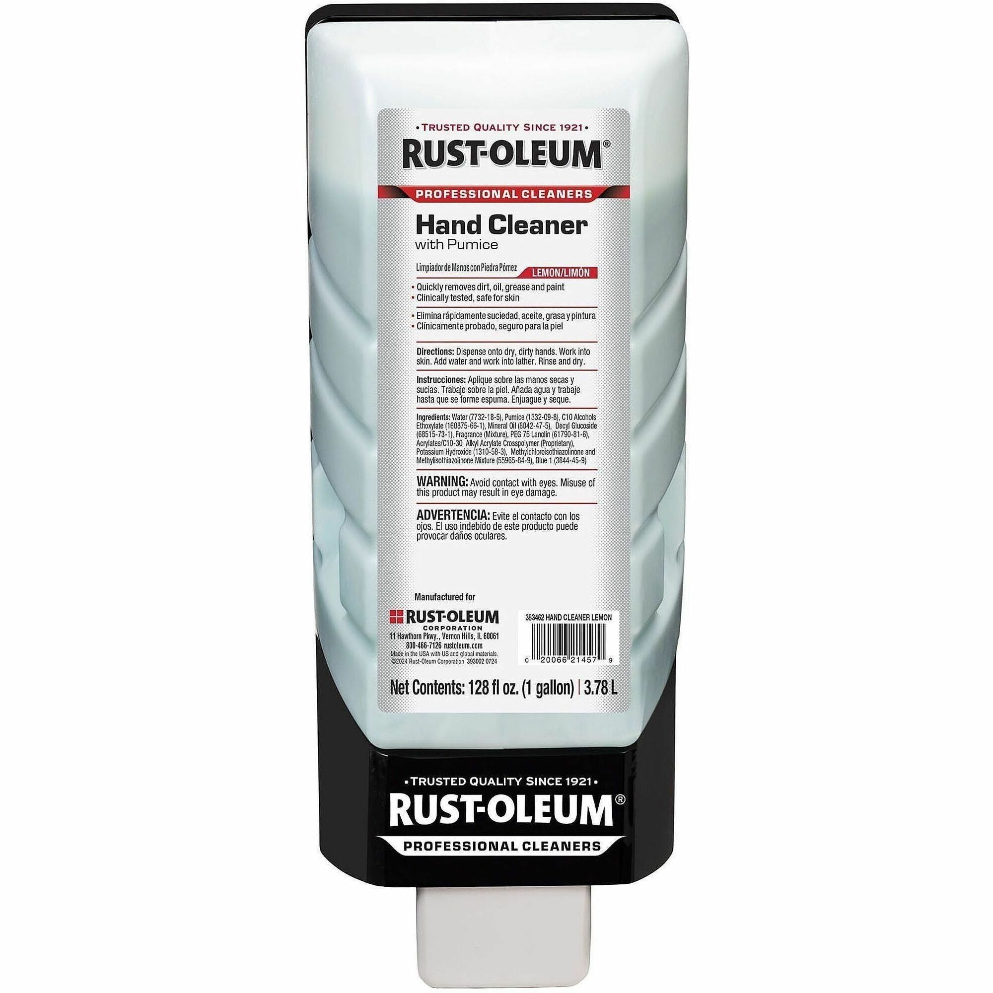 Rust-Oleum Professional Hand Cleaner with Pumice - Lemon Scent - 1 gal - Soil Remover, Dirt Remover, Oil Remover, Grease Remover, Paint Remover - Industrial, Hand, Skin - Blue - Heavy Duty - 4 / Carton