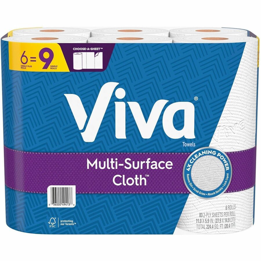 Viva Choose-A-Sheet Paper Towels - 1 Ply - 83 Sheets/Roll - Signature soft, smooth texture - White - Paper - 4 / Carton