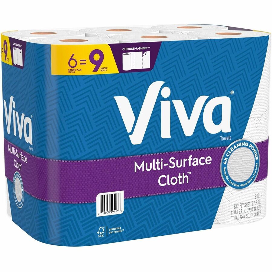 Viva Choose-A-Sheet Paper Towels - 1 Ply - 83 Sheets/Roll - Signature soft, smooth texture - White - Paper - 4 / Carton