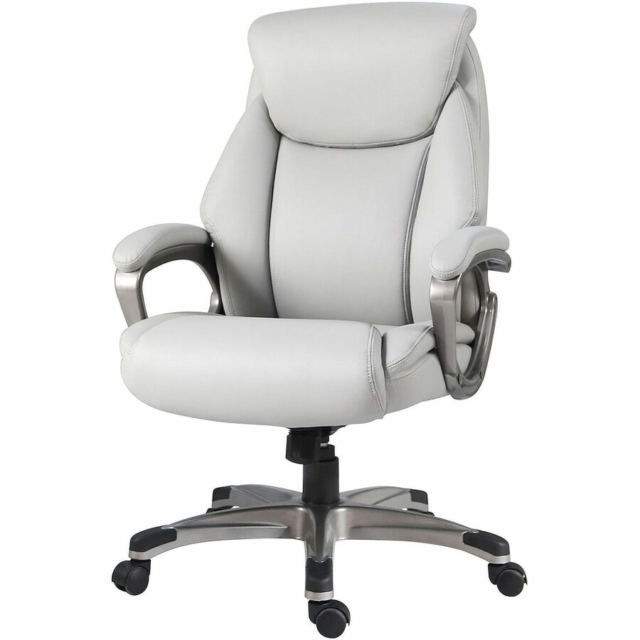 Lorell Kyros High-Back Executive Chair - Gray Seat Color - Polyurethane Seat Material - Gray Back Color - Polyurethane Back Material - High Back - Gray - Armrest - 1 Each