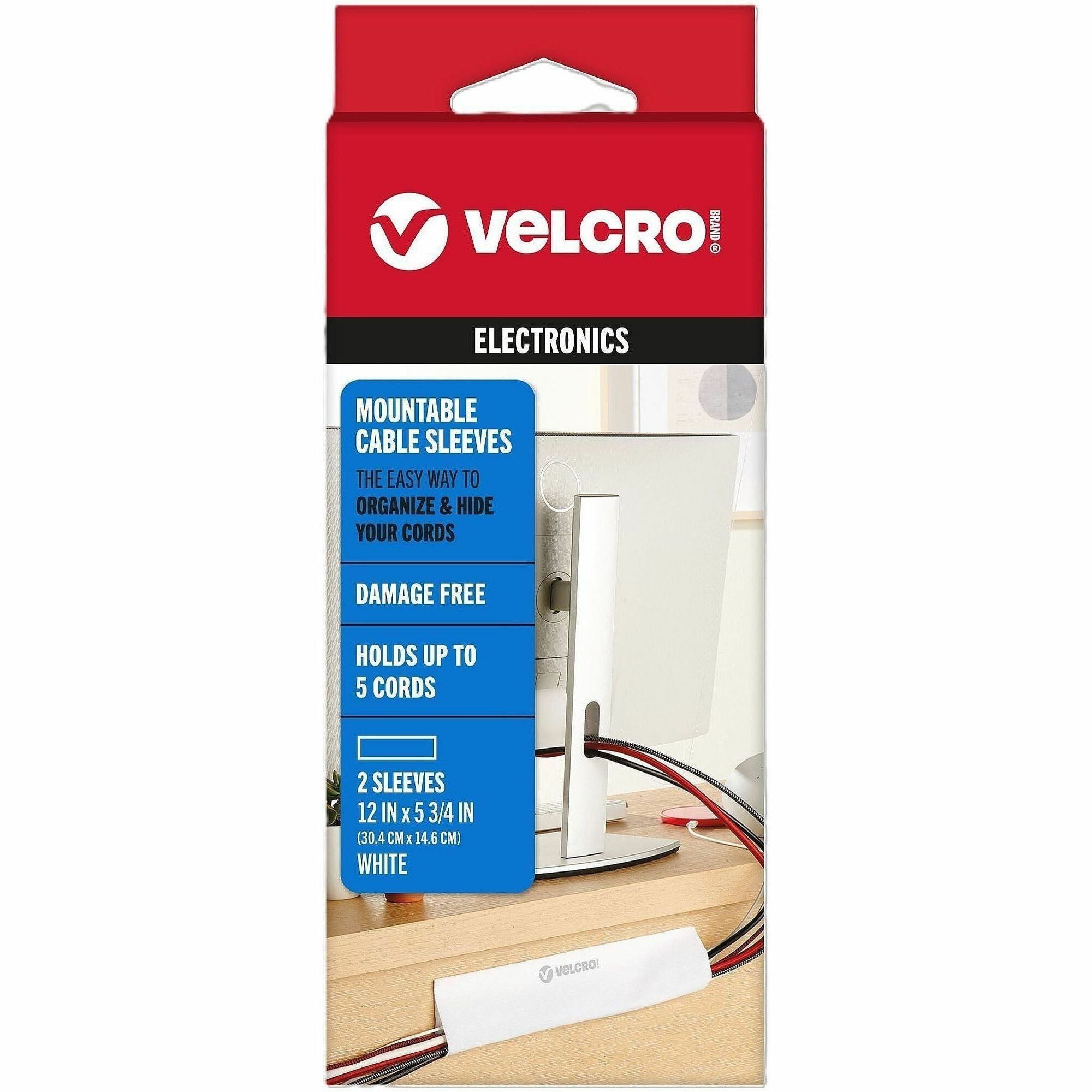 VELCRO&reg; Cable Organizer - Cable Sleeve - White - 2 / Pack