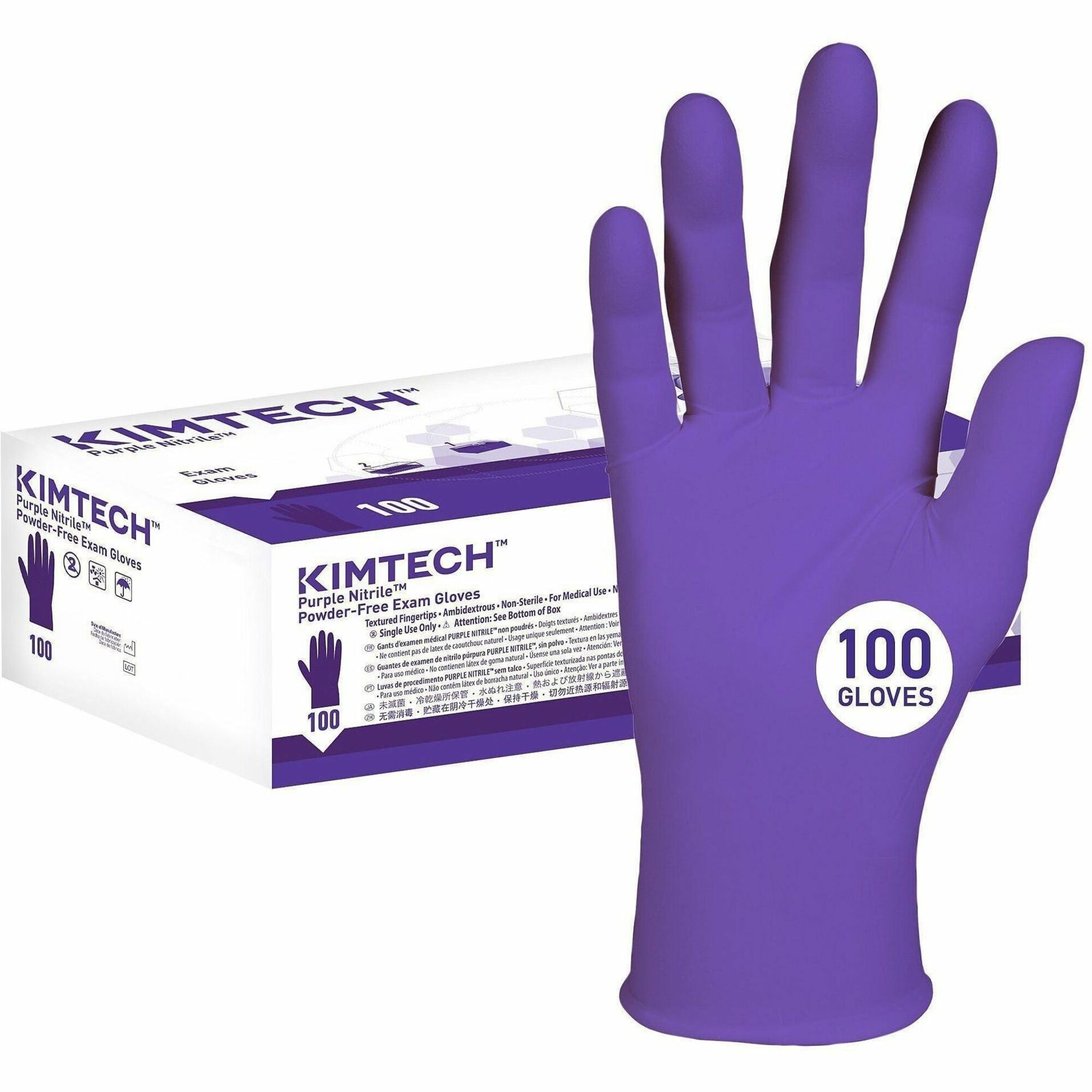 Kimtech Purple Nitrile Exam Gloves - 5.9 mil Thickness x 9.50" Glove Length - Splash Protection - Large Size - For Right/Left Hand - Nitrile - Purple - Textured Fingertip, Durable, Latex-free, Recyclable, Comfortable - For Chemotherapy, Healthcare, Lab...