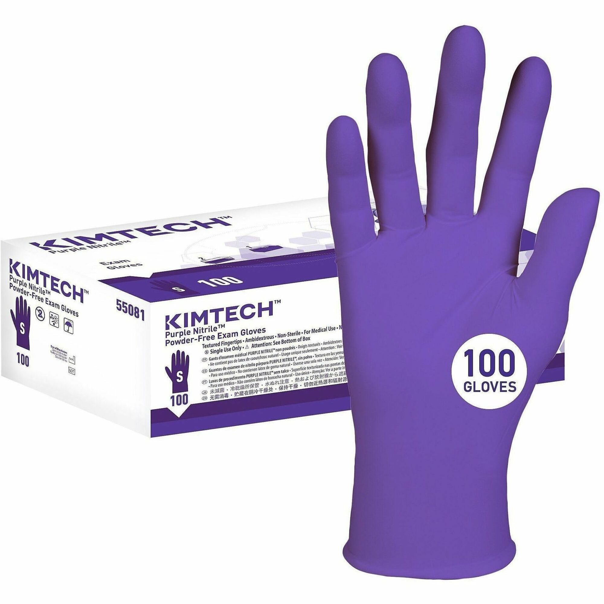 Kimtech Purple Nitrile Exam Gloves - 5.9 mil Thickness x 9.50" Glove Length - Splash Protection - Small Size - For Right/Left Hand - Nitrile - Purple - Textured Fingertip, Durable, Latex-free, Recyclable, Comfortable - For Chemotherapy, Healthcare, Lab...