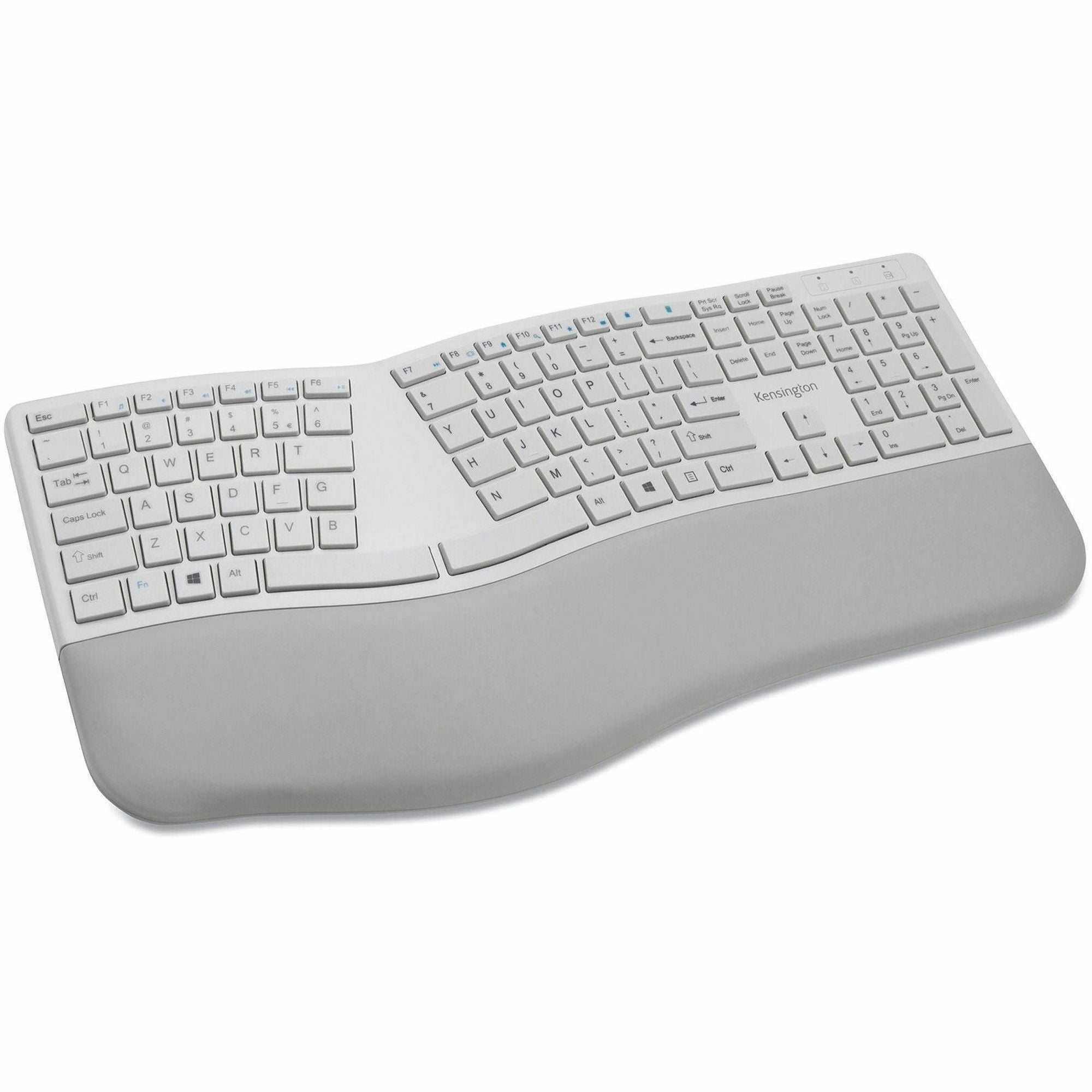 Kensington Pro Fit Ergo Keyboard - Wireless Connectivity - Bluetooth/RF - 4 - 2.40 GHz - Gray
