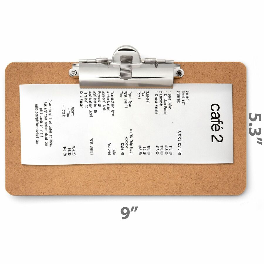 Officemate 83158 Receipt Clipboard, Side Clip, 12pk - Storage for Receipt - Wood - 12 Pack