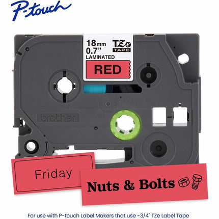 Brother Genuine P-touch TZe441 BK on RD Label Tape, Laminated, 18mmX8m - 45/64" Width - Red - Laminated - Water Resistant - Durable, Abrasion Resistant, Chemical Resistant, Grease Resistant, Grime Resistant, Temperature Resistant, Fade Resistant, Split...