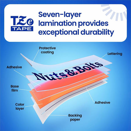 Brother Genuine P-touch TZe441 BK on RD Label Tape, Laminated, 18mmX8m - 45/64" Width - Red - Laminated - Water Resistant - Durable, Abrasion Resistant, Chemical Resistant, Grease Resistant, Grime Resistant, Temperature Resistant, Fade Resistant, Split...