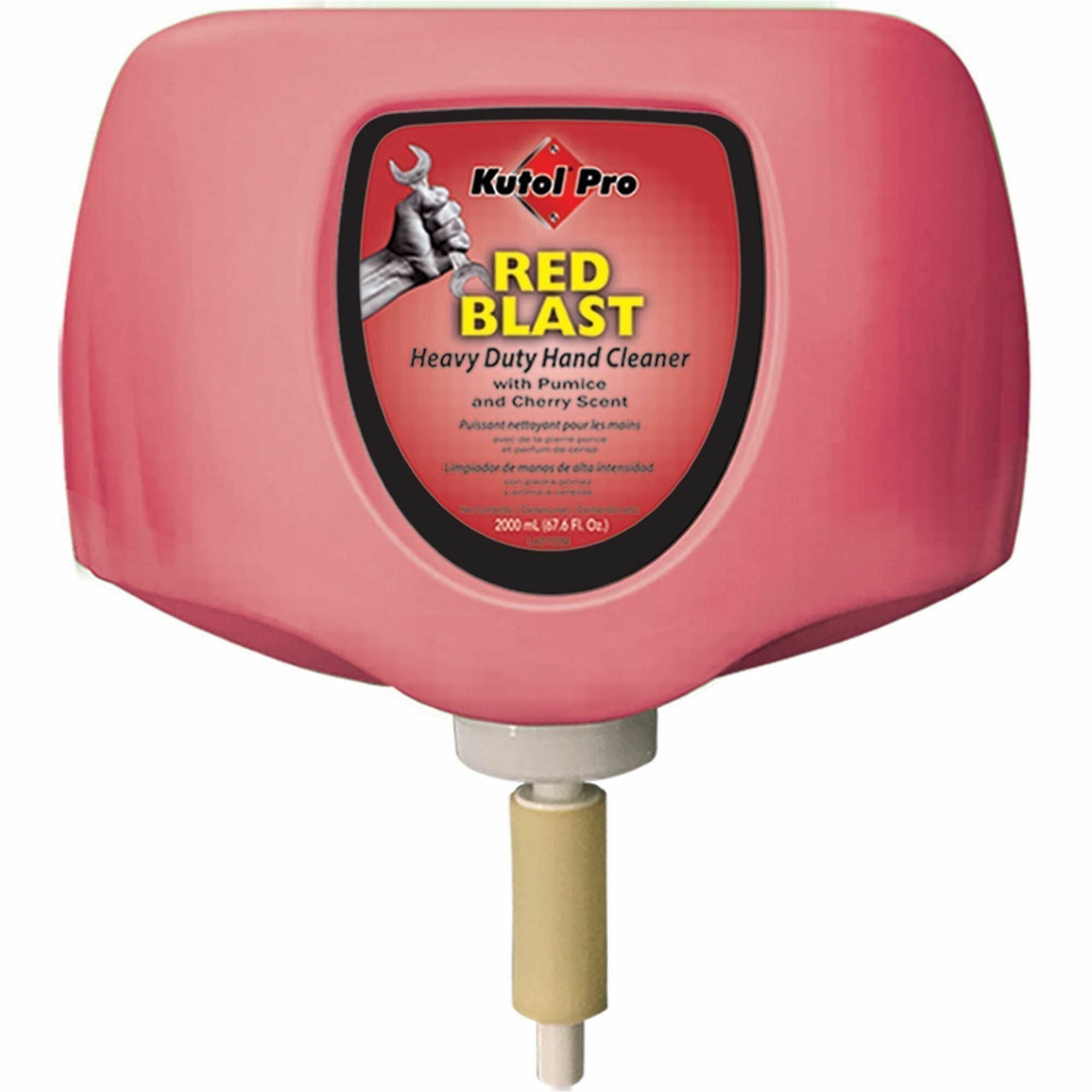 Kutol RedBlast Indust. Hand Soap with Pumice - Cherry Scent - 2.11 quart - Soil Remover, Paint Remover, Ink Remover, Oil Remover, Grease Remover, Tar Remover, Dirt Remover, Cutting Fluid Remover - Hand, Industrial - Moisturizing - Red - Heavy Duty - 4 ...
