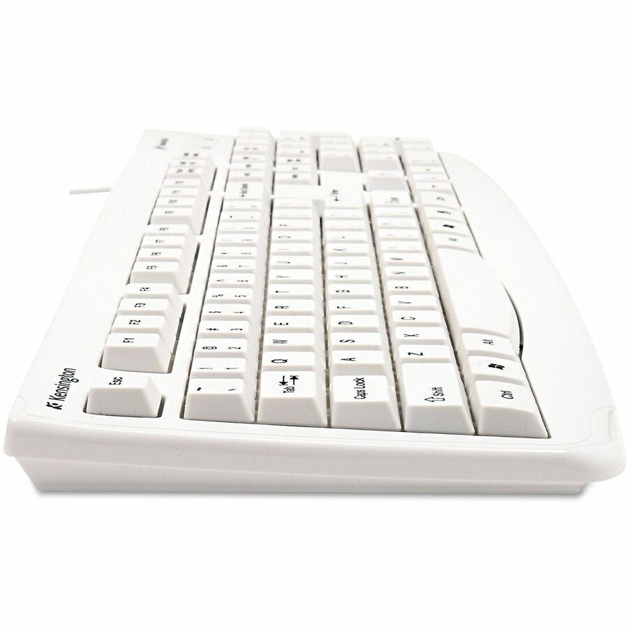 Kensington Washable Keyboard - Cable Connectivity - PS/2, USB Interface - Email, Internet, Multimedia Hot Key(s) - White