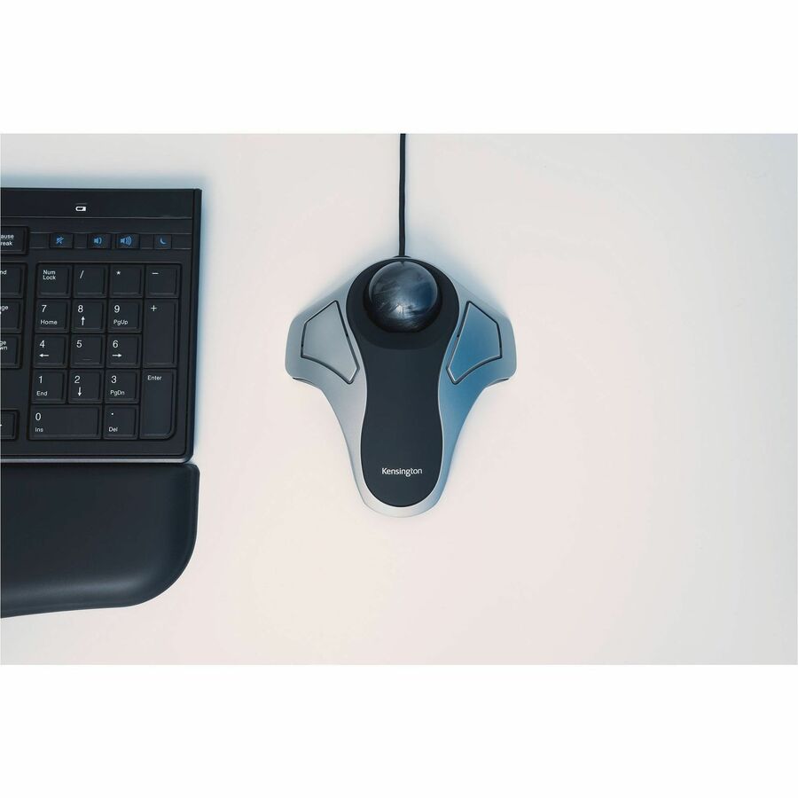 Kensington Stationary Orbit Optical Trackball - Optical - Cable - Black, Silver - PS/2, USB - 2 Button(s) - Symmetrical - 1 Each