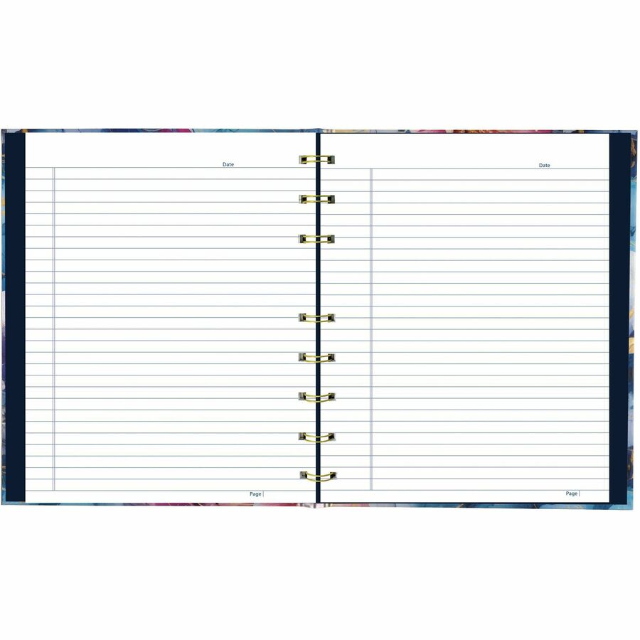 Blueline NotePro Notebook, Fashion Collection, 192 Pages, Midnight Floral - 192 Pages - Printed - Twin Wirebound - Ruled Margin - 9 1/4" x 7 1/4" Sheet Size - White Paper - Gold Binding - Midnight Floral Cover - Hard Cover, Flexible, Self-adhesive Tab,...