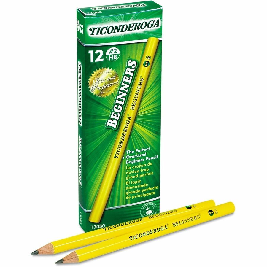 Ticonderoga Beginners #2 Pencils - Black Lead - #2, HB - Yellow Wood Barrel - 12 / Dozen
