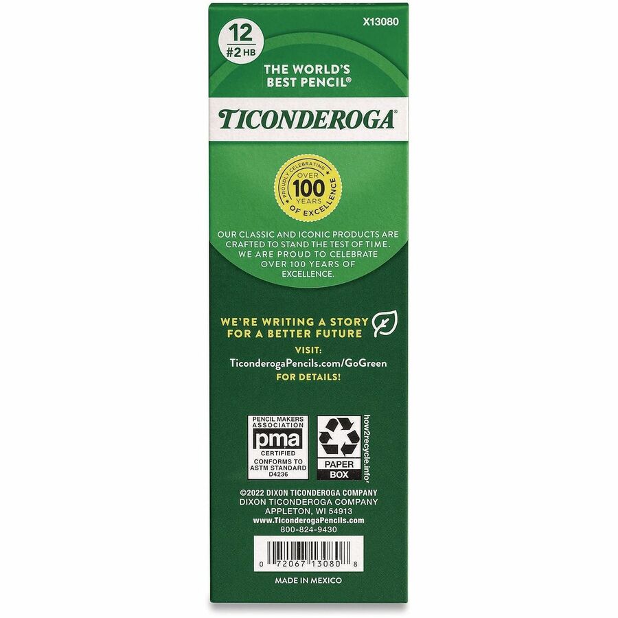 Ticonderoga Beginners #2 Pencils - Black Lead - #2, HB - Yellow Wood Barrel - 12 / Dozen