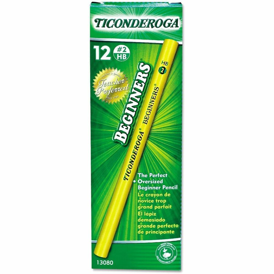Ticonderoga Beginners #2 Pencils - Black Lead - #2, HB - Yellow Wood Barrel - 12 / Dozen