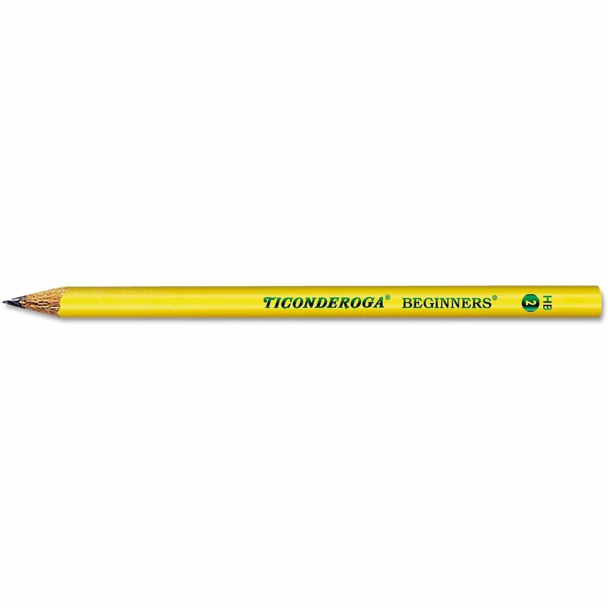 Ticonderoga Beginners #2 Pencils - Black Lead - #2, HB - Yellow Wood Barrel - 12 / Dozen