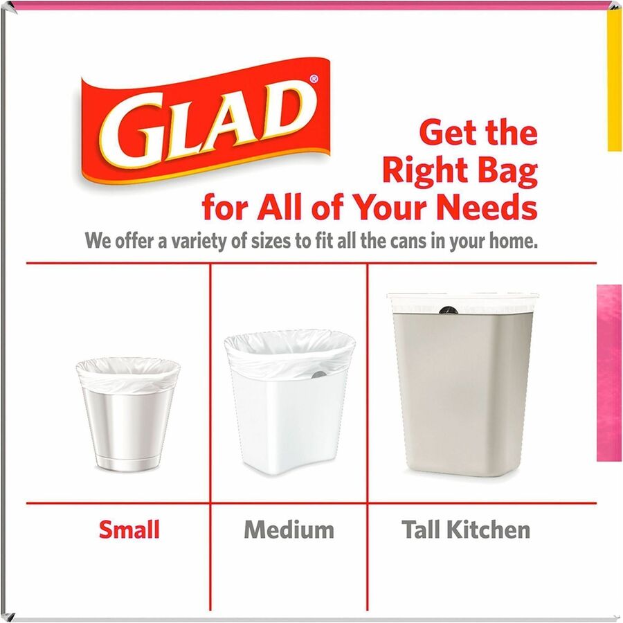 Glad Odorshield Cherry Blossom Trash Bags - Cherry Blossom - Small Size - 4 gal Capacity - 18" Length x 17" Width - Drawstring Closure - Pink - Garbage, Kitchen, Bedroom, Bathroom - 34 / Box