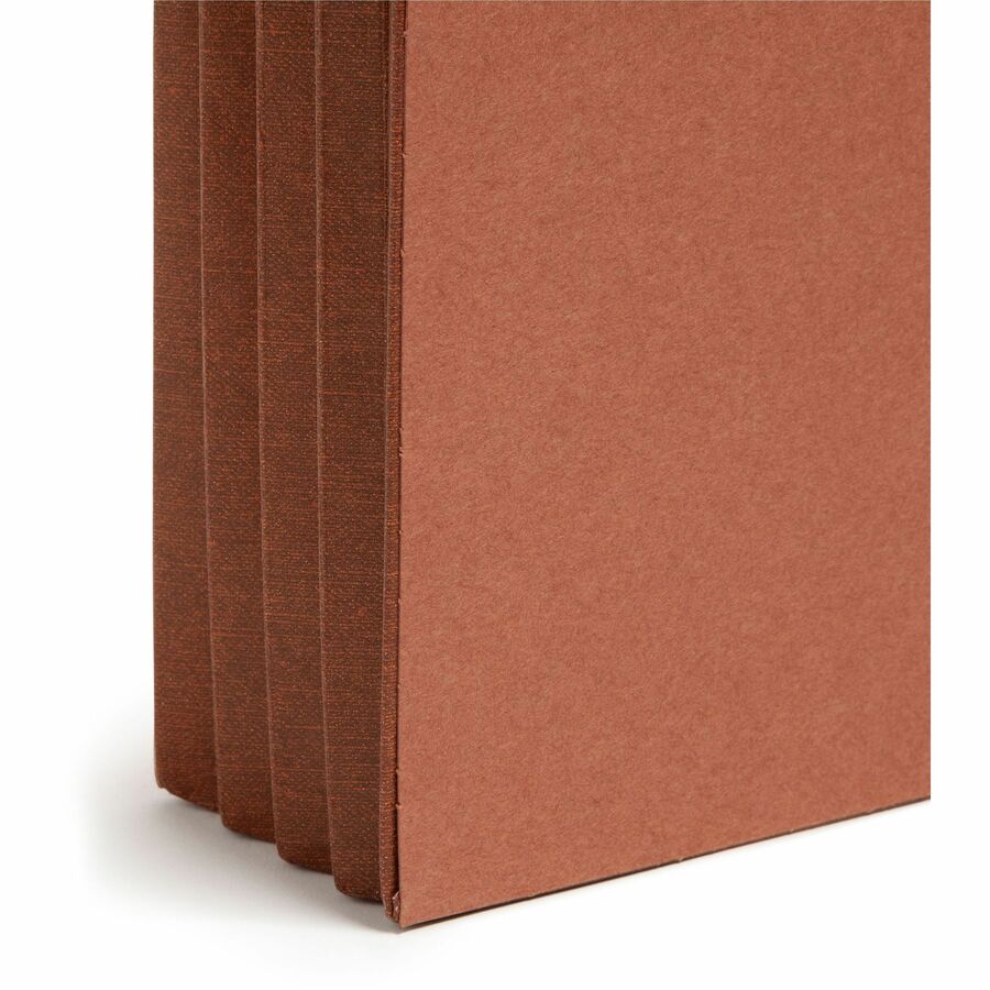 Smead TUFF Straight Tab Cut Legal Recycled File Pocket - 8 1/2" x 14" - 3 1/2" Expansion - 16.5 pt. - 2 Plys - Redrope - Rip Resistant, Tear Resistant, Reinforced Tab, Heavyweight Cover - 30% Recycled - 10 / Box
