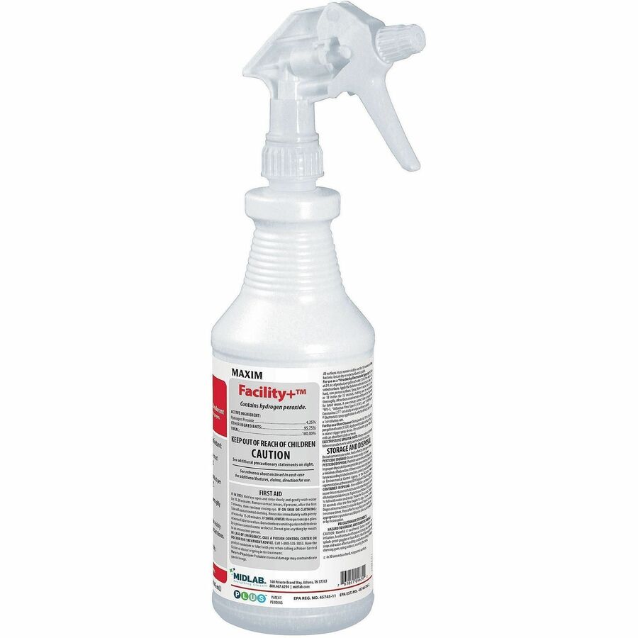 Maxim Facility+ One-Step Disinfectant - For Multi Surface, Multipurpose - Concentrate - Liquid - 128 fl oz (4 quart) - Recommended For: Odor Remover, Mildew Odor Remover, Bacteria Remover, Germs Remover, Virus Remover, Mold Remover - Deodorize, Fragran...