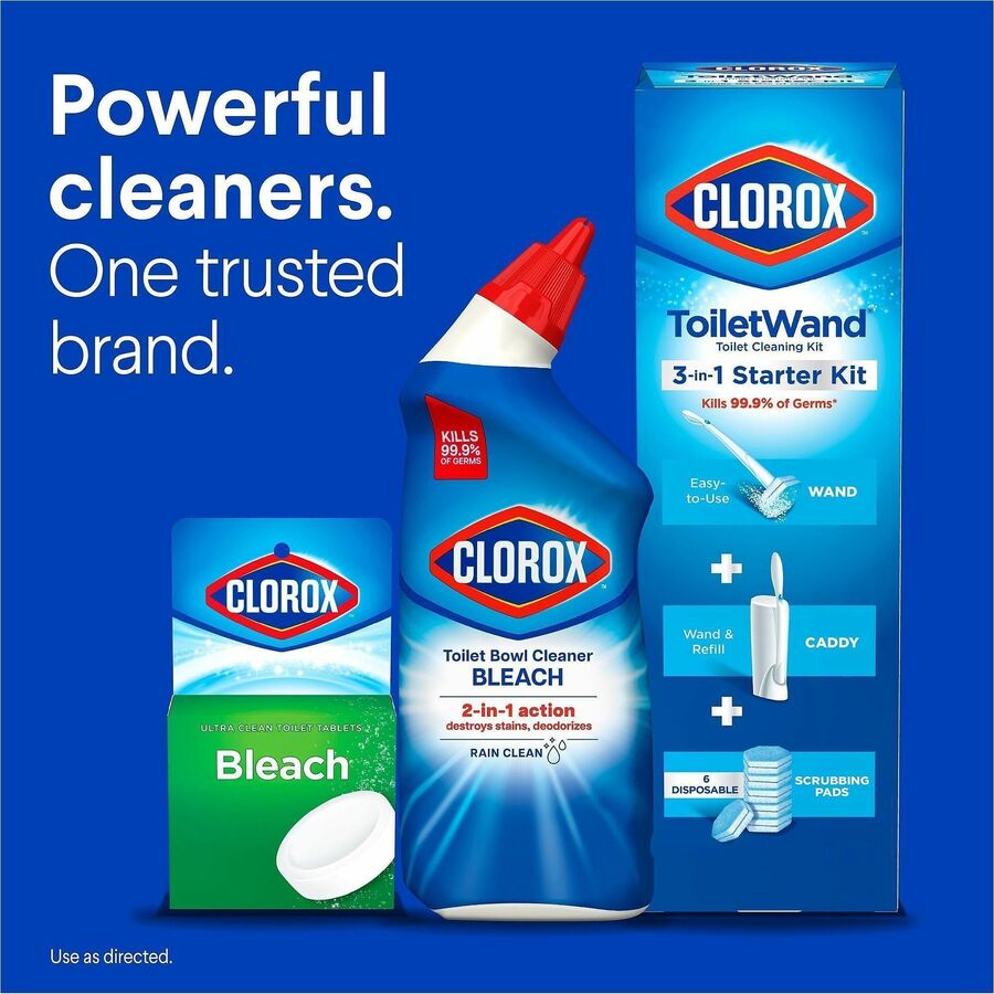 Clorox Toilet Bowl Cleaner with Bleach - For Toilet, Toilet Bowl - 24 fl oz (0.8 quart) - Rain Clean Scent - Recommended For: Stain Remover, Odor Remover, Bacteria Remover, Germs Remover, Mold Remover, Mildew Remover - Deodorize, Disinfectant, Phosphor...