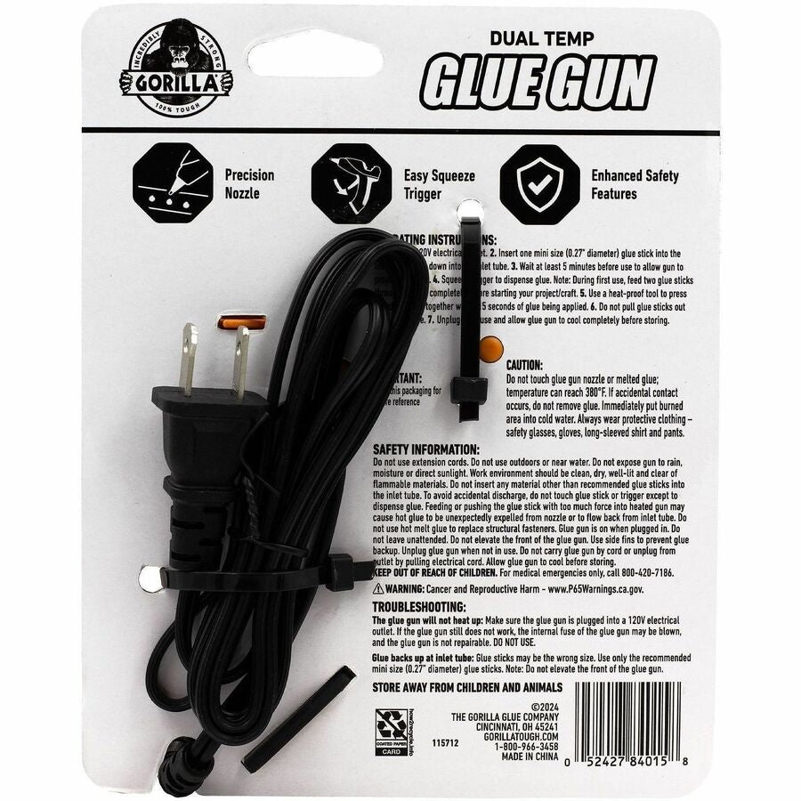 Gorilla Glue Dual Temp Mini Hot Glue Gun - 380&deg;F (193.3&deg;C) - Orange, Black