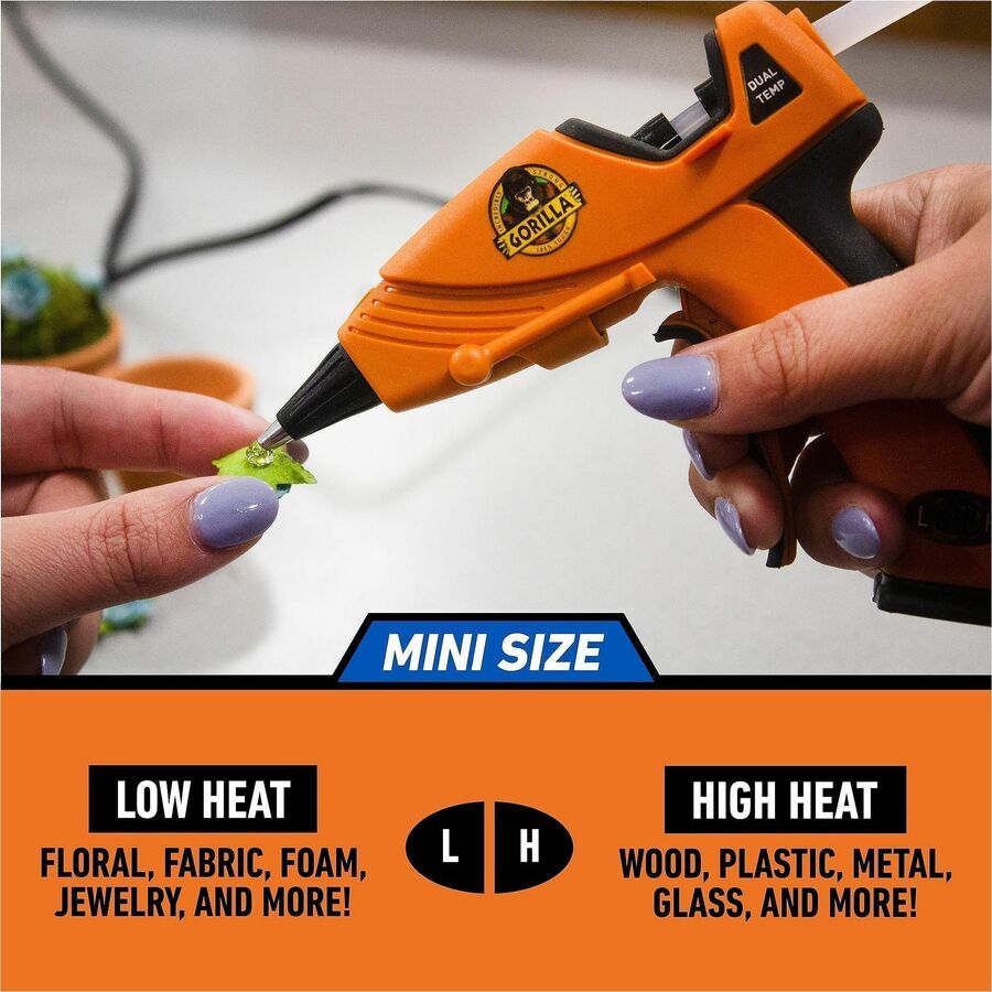Gorilla Glue Dual Temp Mini Hot Glue Gun - 380&deg;F (193.3&deg;C) - Orange, Black
