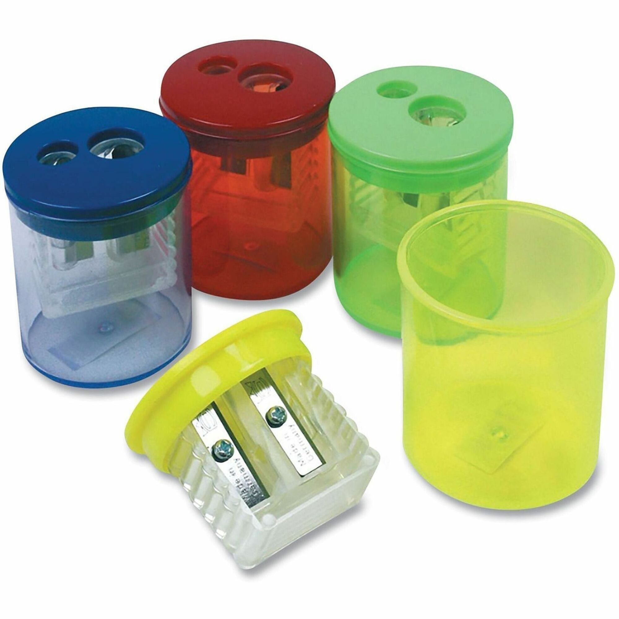 Eisen Two-hole Sharpener - Handheld - 2 Hole(s) - 1.8" Height x 1.5" Width x 1.5" Depth - Assorted, Blue, Green, Red, Yellow - 1 Each