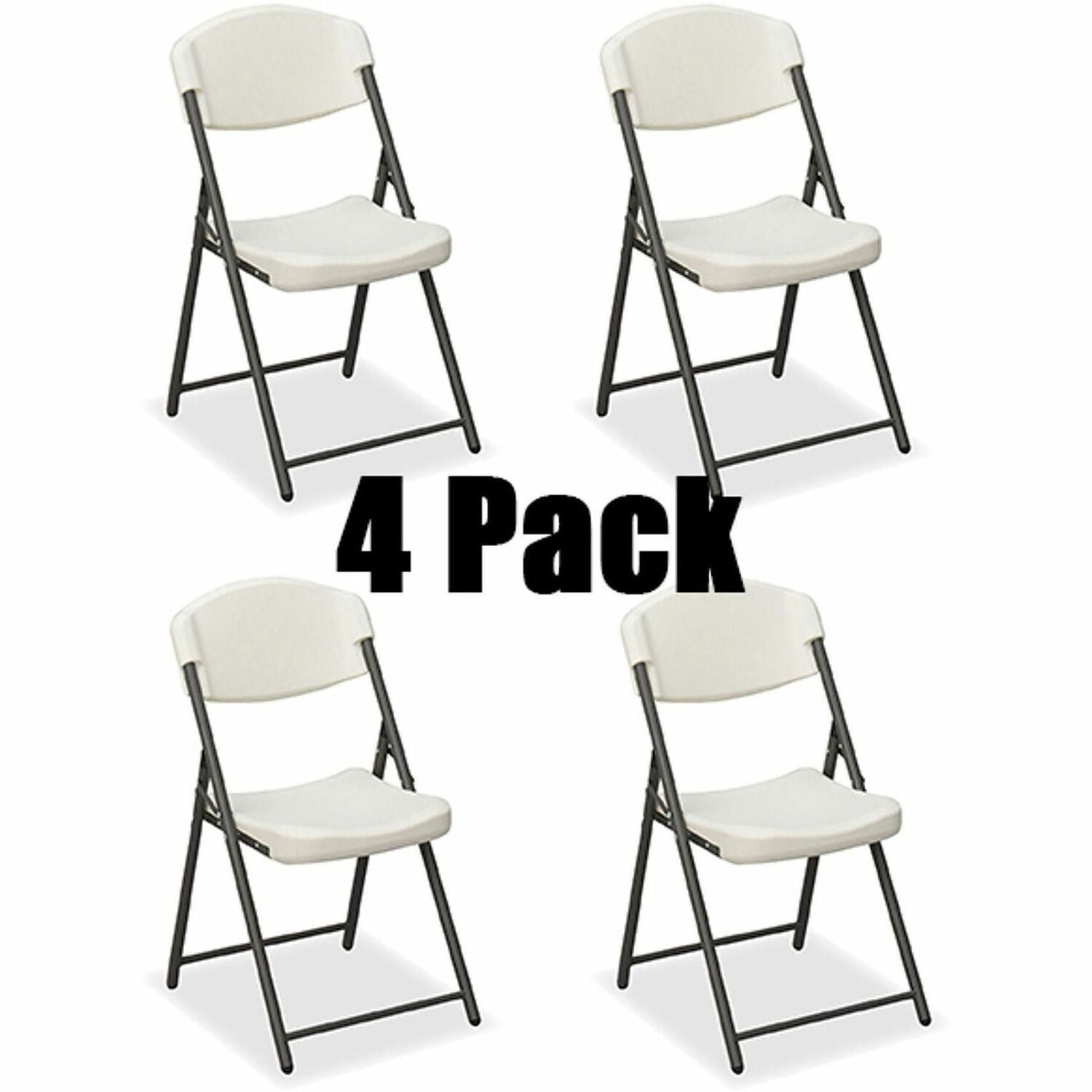 Iceberg Rough-N-Ready Blow-Molded Folding Chairs - High-density Polyethylene (HDPE) Seat Material - High-density Polyethylene (HDPE) Back Material - Powder Coated Steel Frame Material - Four-legged Base - Platinum Granite - Plastic - 4 / Carton