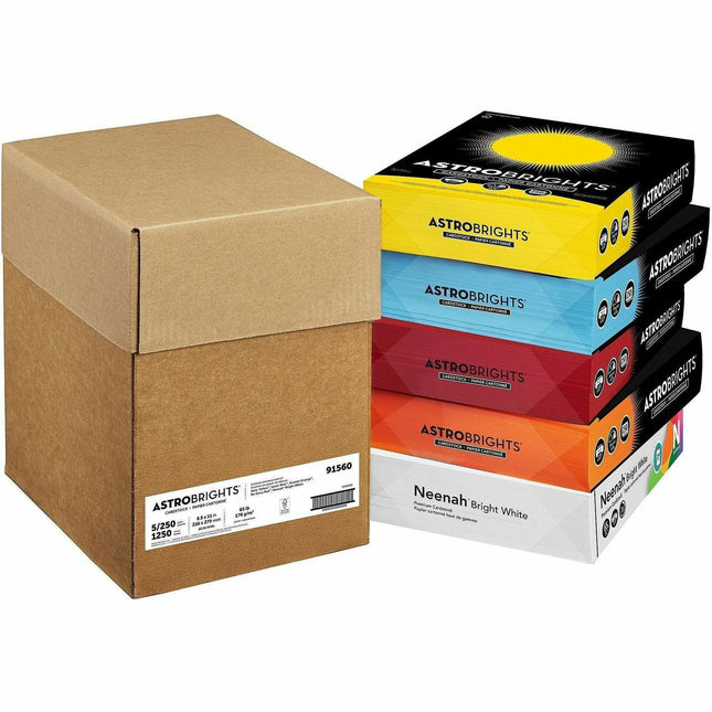 Wausau Paper AstroBrights 65 lb Cardstock - 65 lb Basis Weight - Acid-free, Lignin-free, Long Lasting, Printable - Assorted - 5 Ream per Case - 5 / Carton