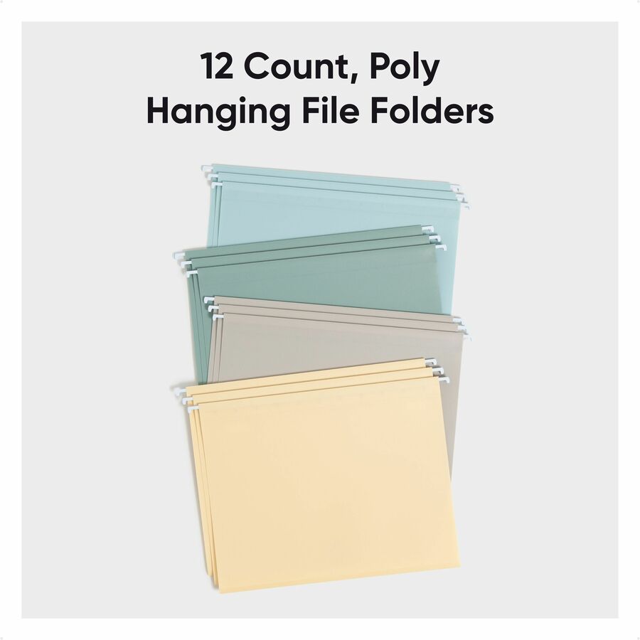 Smead 1/5 Tab Cut Letter Hanging Folder - 8 1/2" x 11" - 100 Sheets Capacity - 1/2" Expansion - Assorted Tab Position - Poly, Plastic, Metal - Assorted - Durable, Tear Resistant, Water Resistant, Tab, Coated Rod Tip - 12 / Pack