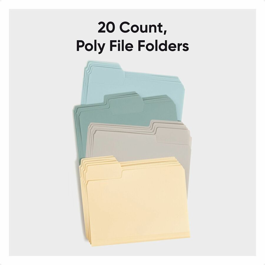 Smead SuperTab 1/3 Tab Cut Letter Top Tab File Folder - 8 1/2" x 11" - 150 Sheets Capacity - 3/4" Expansion - Top Tab Location - Assorted Tab Position - Poly, Plastic - Assorted - Durable, Tear Resistant, Water Resistant - 20 / Pack