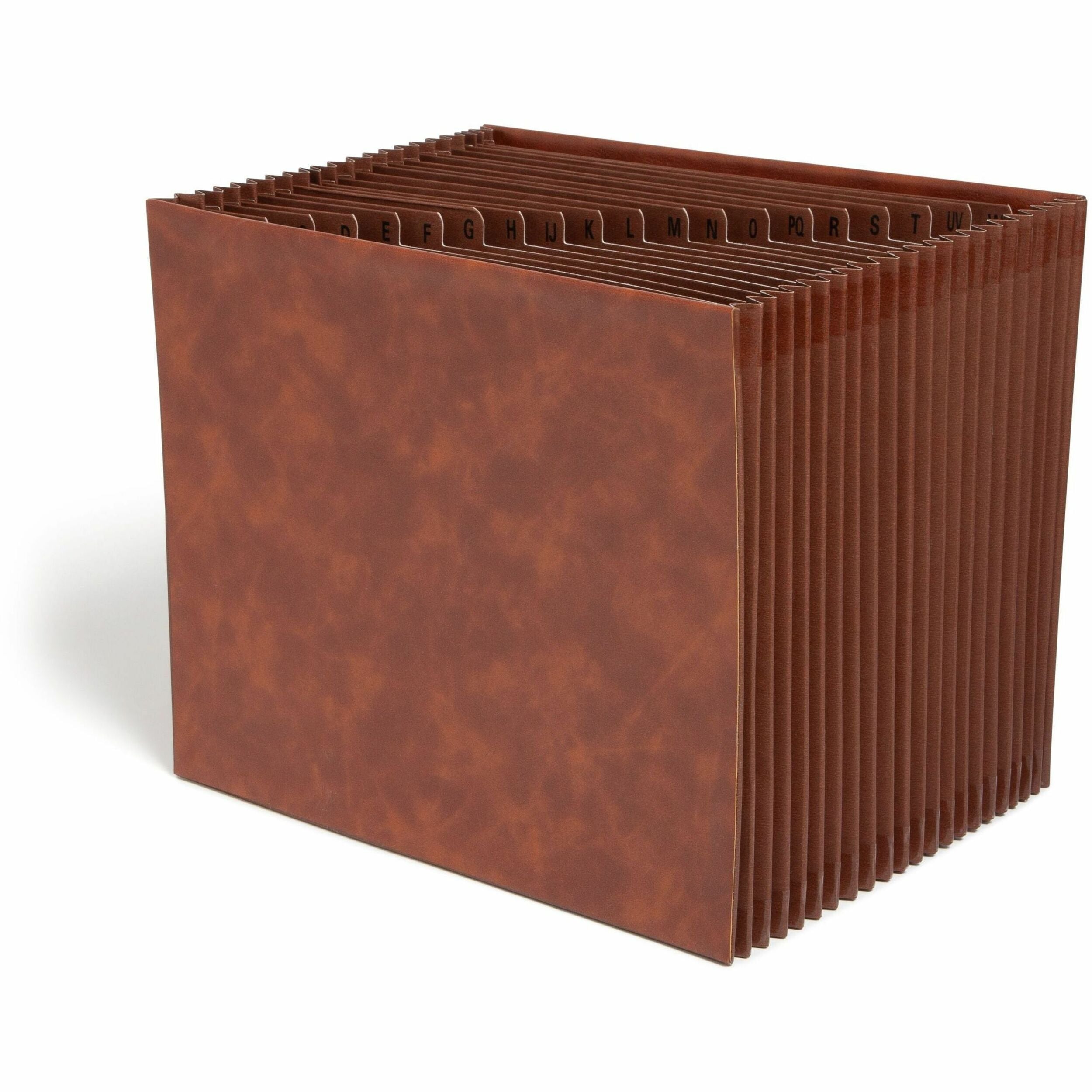 Smead TUFF Letter Expanding File - 8 1/2" x 11" - 4200 Sheets Capacity - 21 Pocket(s) - Top Tab Location - Assorted Tab Position - 20 Divider(s) - Vegan Leather - Brown - Durable, Reinforced Gusset, Reinforced Edges, Water Resistant - 1 Each