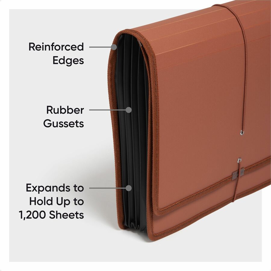 Smead TUFF Letter File Wallet - 8 1/2" x 11" - 1200 Sheets Capacity - 5 1/4" Expansion - Poly, Plastic, Rubber - Redrope - Durable, Tear Resistant, Water Resistant, Reinforced Edges, Reinforced Gusset, Card Holder - 1 Each