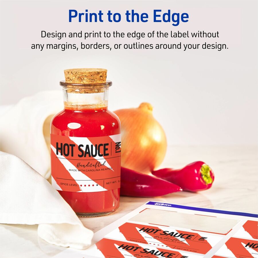 Avery Matte White Rectangular Labels - x 3" Width x 2" Length - Rectangle - Inkjet, Laser - Matte - Matte White - Print-to-the Edge, Jam Resistant, Smudge Resistant, Easy Peel - 8 / Sheet - For Label Printer - 200 / Pack