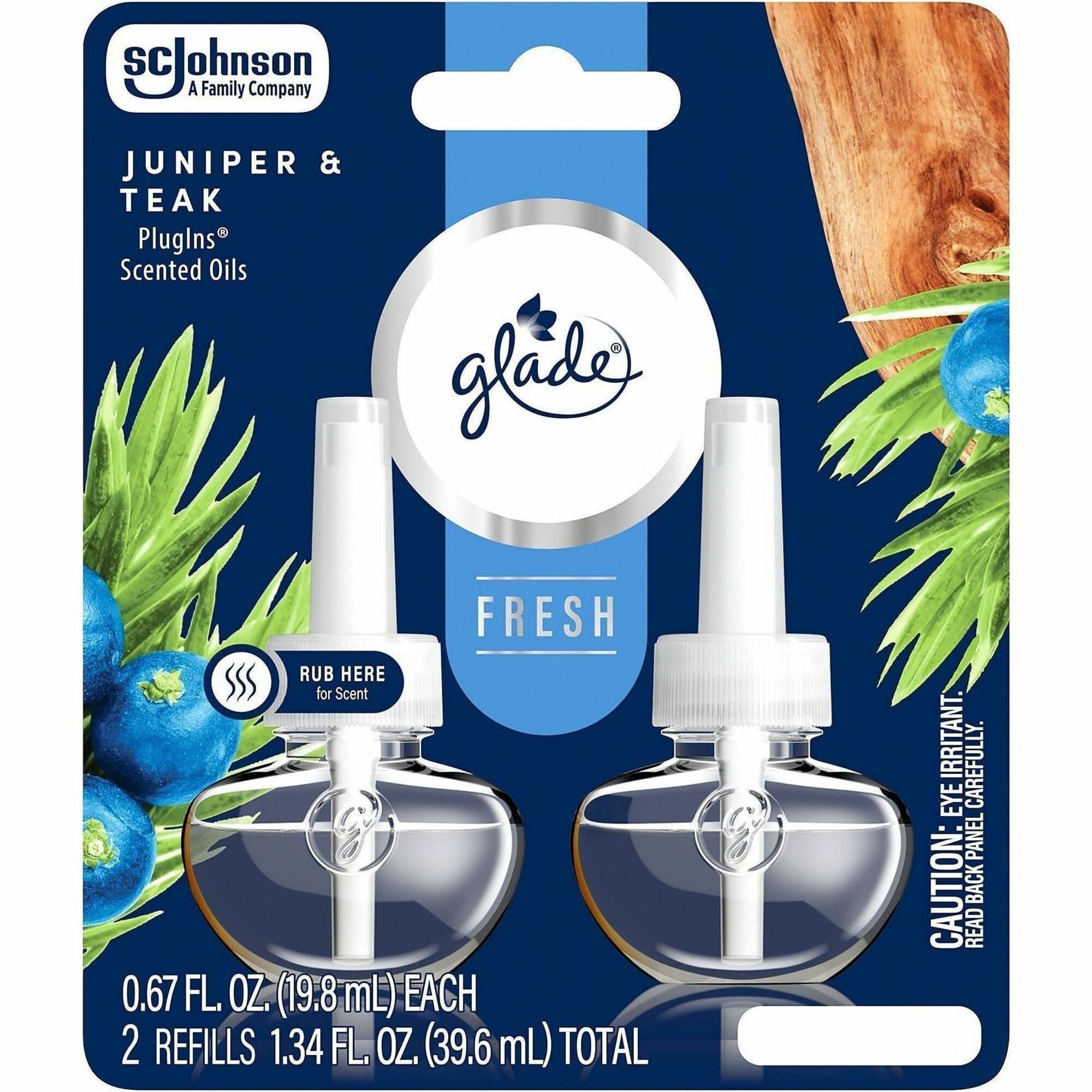 Glade PlugIns Juniper & Teak Refills - Plug-in - Phthalate-free, Paraben-free, Formaldehyde-free, Nitro Musk Free - 6 / Carton