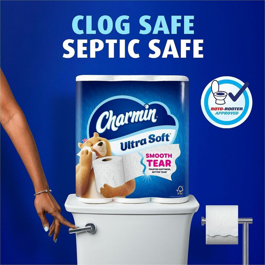 Charmin Ultra Soft Bathroom Tissue - 2 Ply - Mega - 208 Sheets/Roll - 4" Roll Diameter - 1 1/2" Core - Diamond Weave Texture - White - 1 Carton