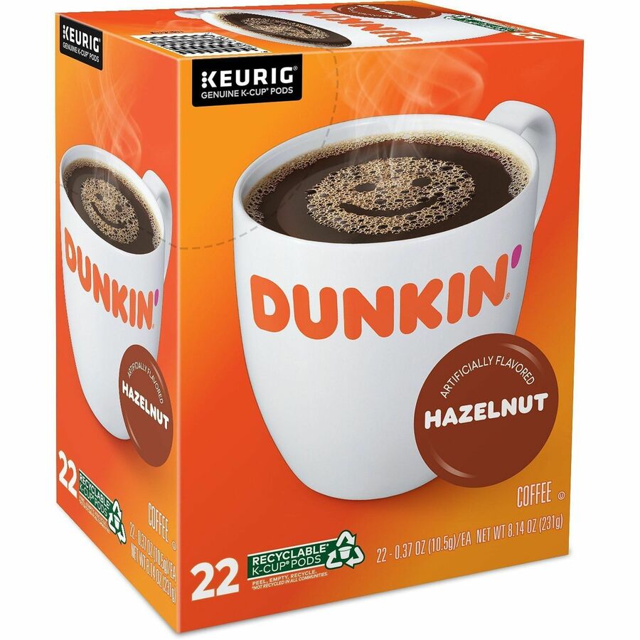 Dunkin' Donuts&reg; K-Cup Hazelnut Coffee - Medium - 22 K-Cup - K-Cup - Hazelnut, Original Blend - 4 / Carton
