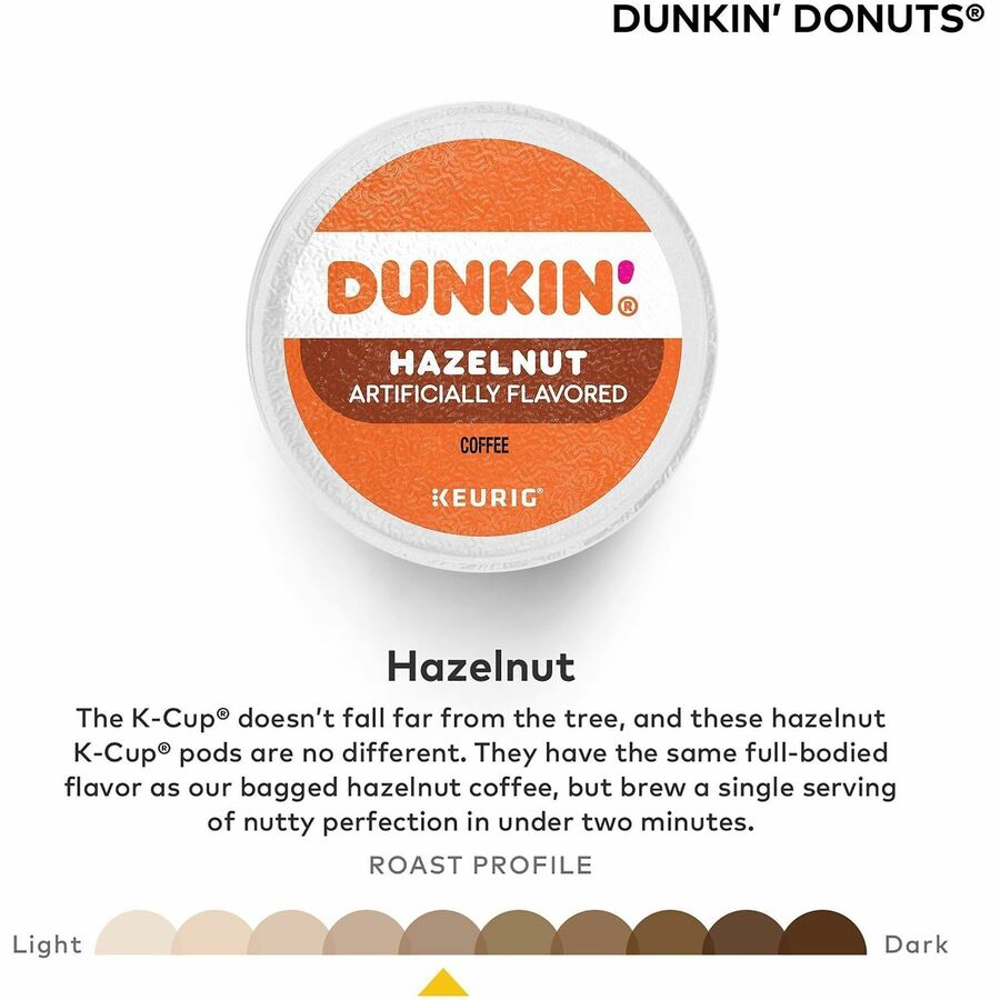 Dunkin' Donuts&reg; K-Cup Hazelnut Coffee - Medium - 22 K-Cup - K-Cup - Hazelnut, Original Blend - 4 / Carton