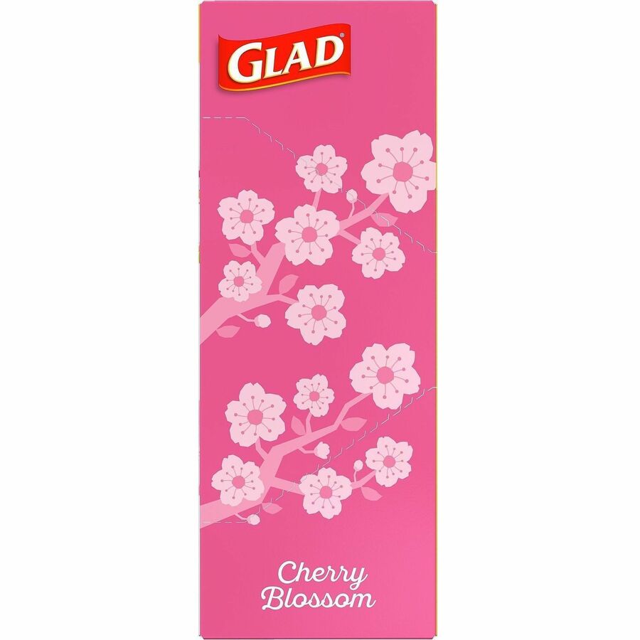 Glad Odorshield Cherry Blossom Trash Bags - Cherry Blossom - Small Size - 4 gal Capacity - 18" Length x 17" Width - Drawstring Closure - Pink - Garbage, Kitchen, Bedroom, Bathroom - 34/Box - 6 / Carton
