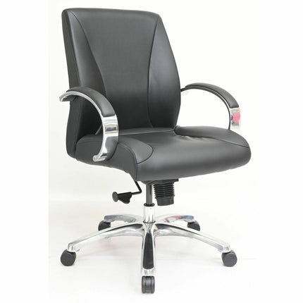 Lorell Pike Mid-Back Executive Chair - Mid Back - Black - Polyurethane - Armrest - 1 Each