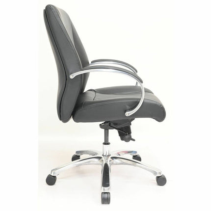 Lorell Pike Mid-Back Executive Chair - Mid Back - Black - Polyurethane - Armrest - 1 Each
