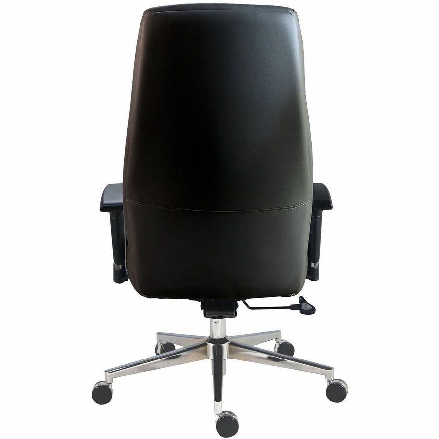 Lorell Fuerte Executive High-Back Chair with Adjustable Arms - High Back - Black - Poly, Polyurethane - Armrest - 1 Each