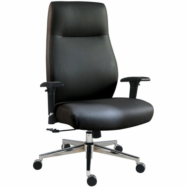 Lorell Fuerte Executive High-Back Chair with Adjustable Arms - High Back - Black - Poly, Polyurethane - Armrest - 1 Each